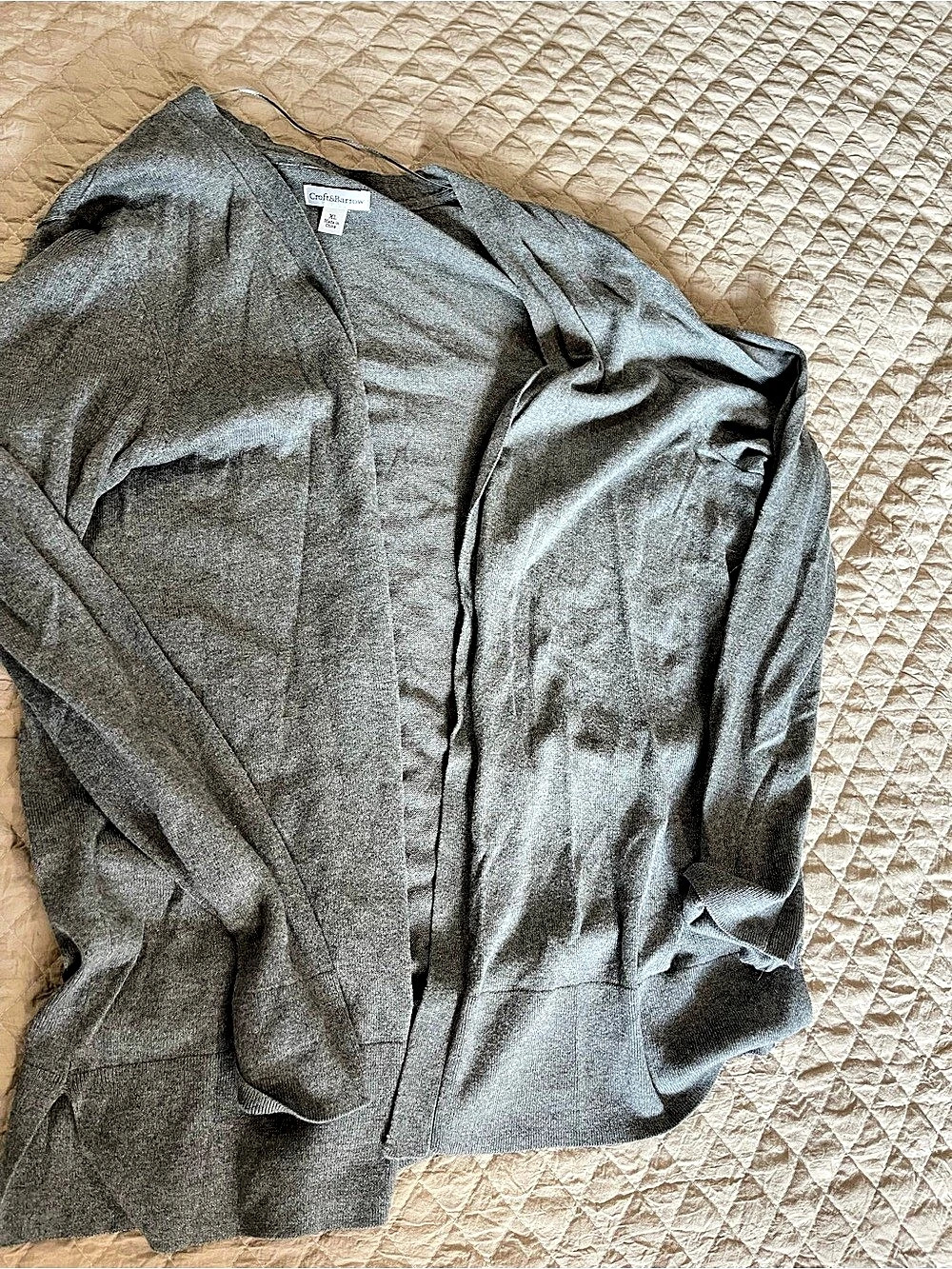 Croft & Barrow Open Front Cardigan Sweater Women's Gray XL